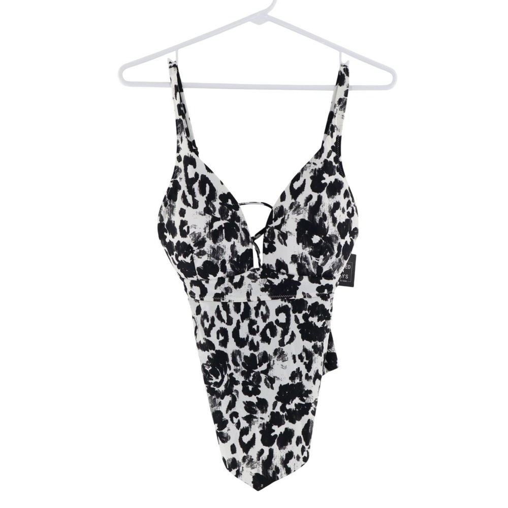 Bar III Spot Garden Hankey Tankini Top Women S Black White Swim Beach Resort NWT